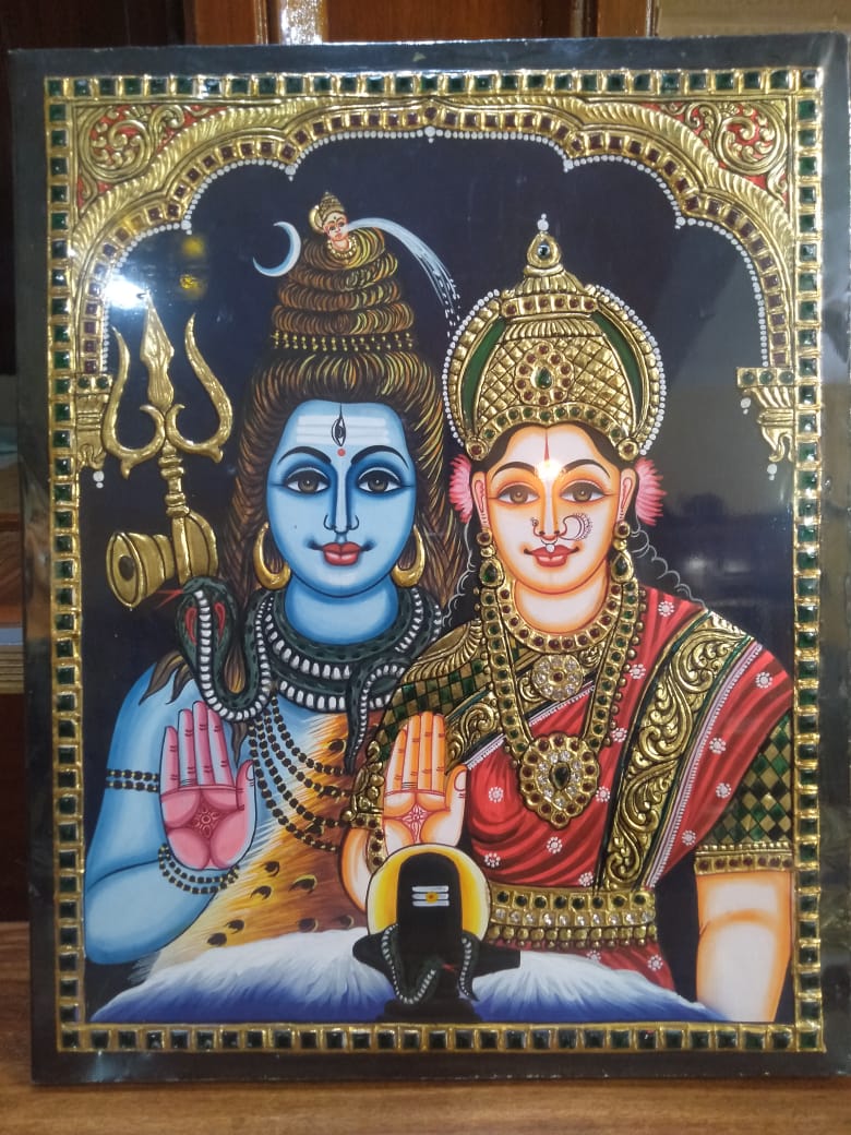 SMT PREMALATHA TANJORE PAINTING ARTIST - Latest update - SHIVA PARVATHI TANJORE PAINTING IN BANGALORE