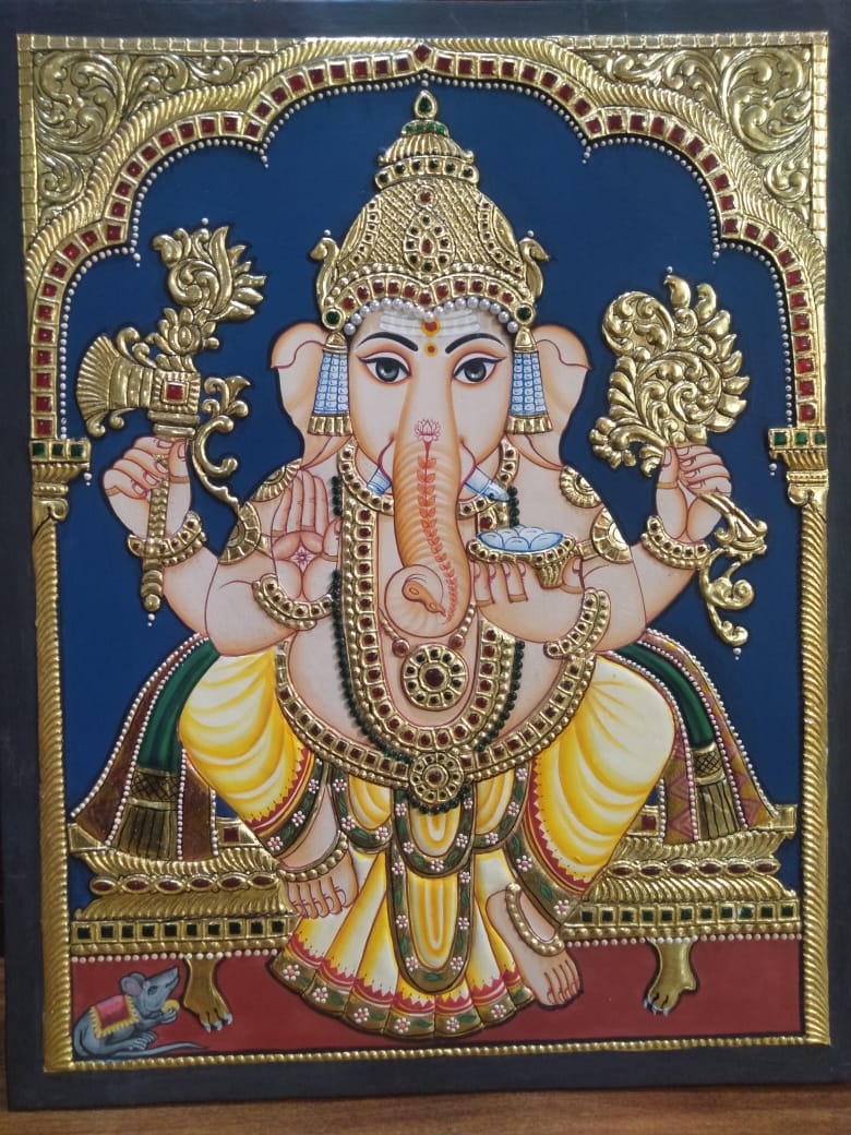 SMT PREMALATHA TANJORE PAINTING ARTIST - Latest update - Ganesha tanjore painting in Banasawadi