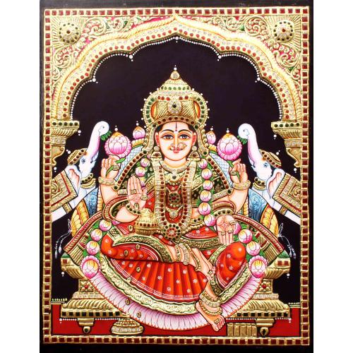 SMT PREMALATHA TANJORE PAINTING ARTIST - Latest update - Gaja Lakshmi Antique finish Semi Embossed Tanjore Painting